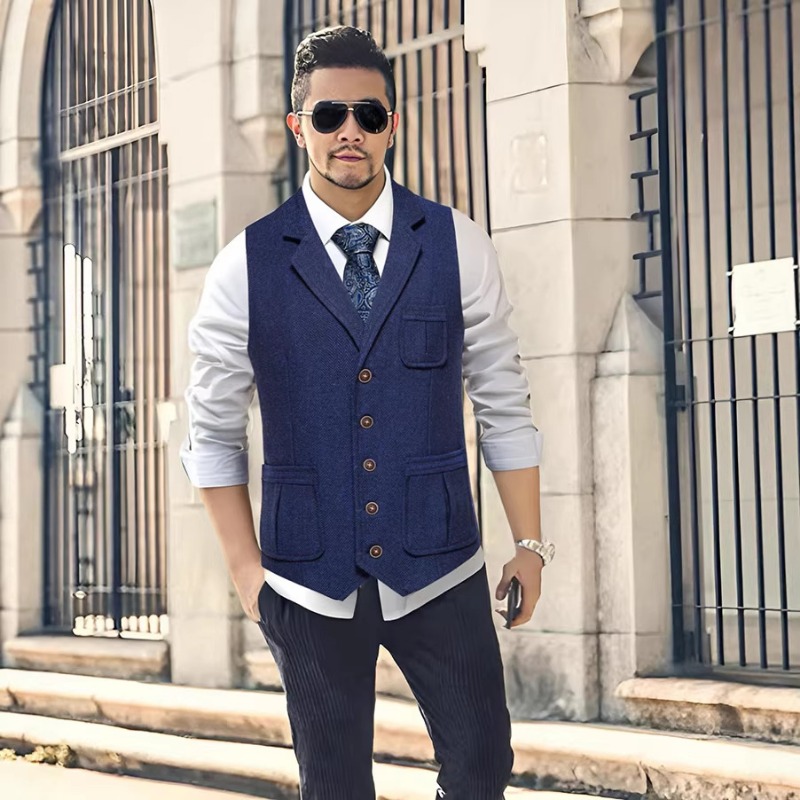 Men'S Formal Wear No Suit - Gilet da uomo in tweed a