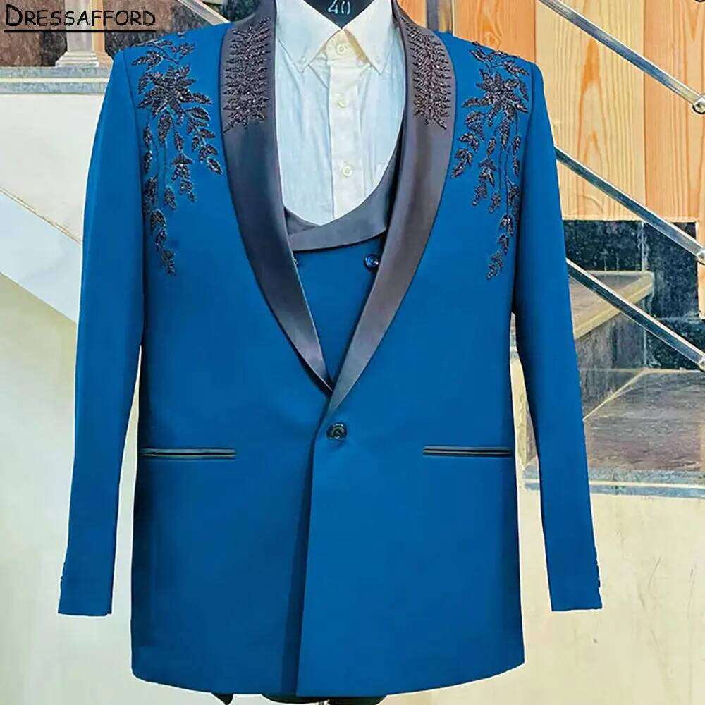 Men'S Formal Wear No Suit - Completo da Uomo Blu con Applicazioni