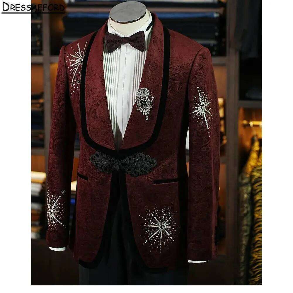 Men'S Formal Wear No Suit - Completo da Uomo Rosso Scuro in
